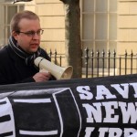 Alex Snowdon on the march yesterday