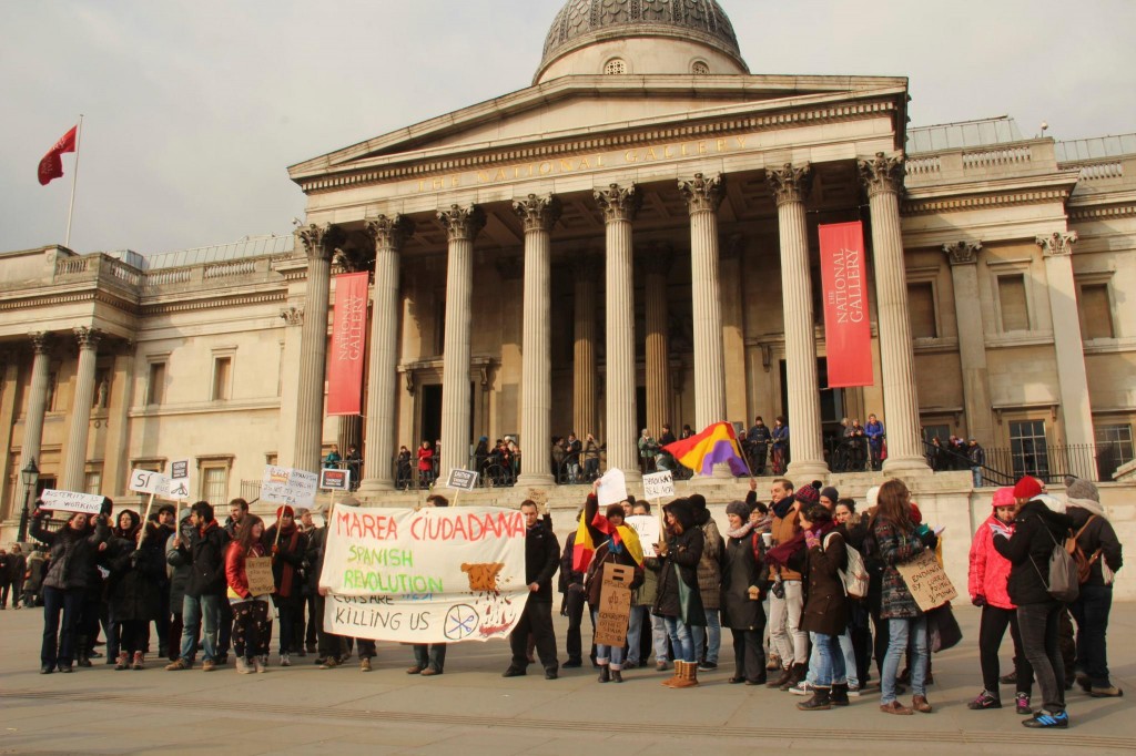 Support for the Spanish people in Trafalgar Square, London