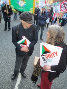 Pete Green and Terry Conway - we did give out lots of broadsheets as well as chatting