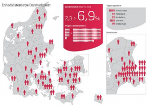 Map of the elected representatives of the Red-Green Alliance